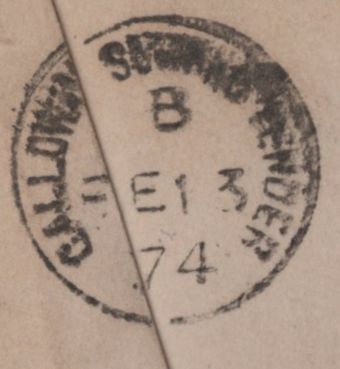 142812 1874 MAIL NEWTON STEWART, DUMFRIES AND GALLOWAY TO U.S.A. 1D PL.124 (SG43) X 3 'GALLOWAY SORTING TENDER' DATE STAMP.
