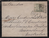 142826  1885 MOURNING ENVELOPE DUBLIN TO QUEENSLAND, AUSTRALIA 6D DULL GREEN (SG194).