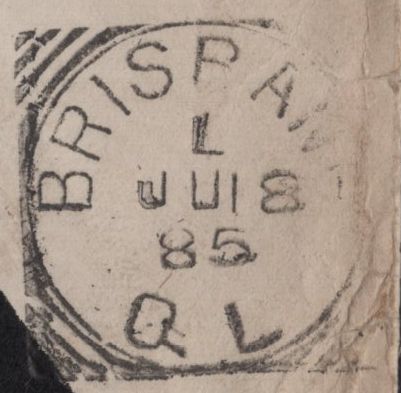 142826  1885 MOURNING ENVELOPE DUBLIN TO QUEENSLAND, AUSTRALIA 6D DULL GREEN (SG194).