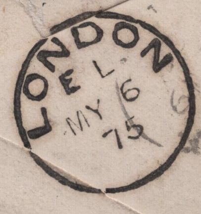 142830 1875 UNUSUAL STYLED MOURNING ENVELOPE BRACKNELL, BERKS TO HALIFAX, CANADA 3D ROSE (SG143).