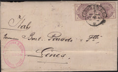 142833 1887 MAIL LONDON TO GENOVA 2½D LILAC (SG190) X 2.