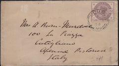 142835 1884 MAIL  DOUNE, PERTHSHIRE TO CUTIGLIANO, ITALY 2½D LILAC (SG190) .