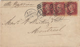 142841 1872 MAIL LIVERPOOL TO MONTREAL 1D PL.146 (SG43) X 3.
