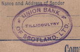 142849 11942 REGISTERED MAIL TILLICOULTRY, CLACKMANNANSHIRE TO DUNNING WITH UNAPPROPRIATED REGISTERED LABEL.