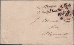 142876 1841 1d PINK ENVELOPE EXETER TO PLYMOUTH CANCELLED 'EXETER' WESSEX STYLE DATE STAMP.