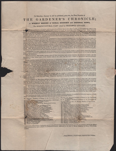 142883 1840 'THE  GARDENER'S CHRONICLE' FIRST EDITION PRINTED WRAPPER LONDON TO 'BOTANIC GARDENS, OCFORD' 1d BLACK PL.1a (SG2)(tk).