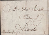 142891 1783 MAIL BOURN, LINCS TO LINCOLN MANUSCRIPT 'By Stamford' WITH 'BOURN' HANDSTAMP UNRECORDED COUNTY CATALOGUE.