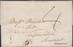 142899 1839 UNIFORM FOURPENNY POST EXETER TO TAUNTON, SOMERSET.
