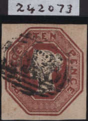 142906  1848 10d DEEP-BROWN EMBOSSED (SG57 SPEC H2(2) GOOD USED.