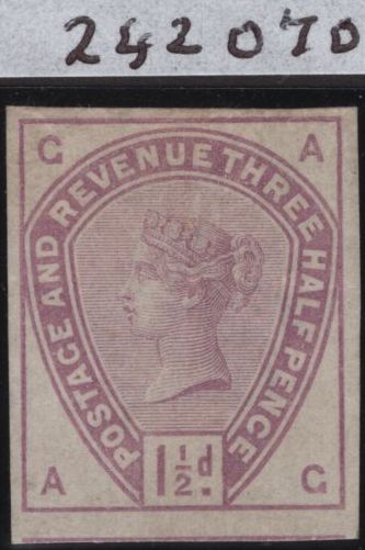 142908 1883 1 ½d LILAC ERROR IMPERFORATE  (SG188a) GOOD UNUSED.