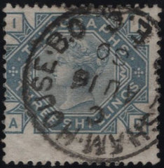 142909 1877 3s TELEGRAPH SLATE-BLUE (T11/L229) FINE USED.