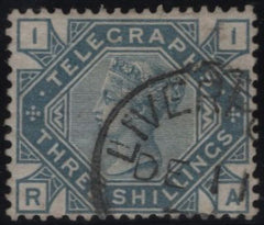 142912 1877 3s TELEGRAPH SLATE-BLUE (T11/L229) VERY FINE USED.