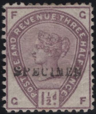 142916 1884 1½d LILAC (SG188) PERFORATION TWELVE 'SPECIMEN' TYPE 9 (SPEC K18u) FINE UNUSED.
