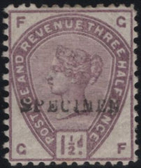 142916 1884 1½d LILAC (SG188) PERFORATION TWELVE 'SPECIMEN' TYPE 9 (SPEC K18u) FINE UNUSED.