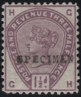 142917 1884 1½d LILAC (SG188) PERFORATION 12 'SPECIMEN' TYPE 9 (SPEC K18u) FINE UNUSED.