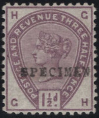 142917 1884 1½d LILAC (SG188) PERFORATION 12 'SPECIMEN' TYPE 9 (SPEC K18u) FINE UNUSED.