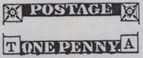 142922 1840 1D BLACK PL.TEN (SG2)(TA) MAJOR RE-ENTRY (SPEC AS66a/AS66h)  FINE TO VERY FINE USED WITH RED MALTESE CROSS.
