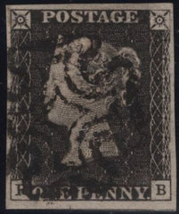 142924 1840 1D GREY-BLACK PL.TEN (SG3)(RB CONSTANT VARIETY 'P CONVERTED TO R')(SPEC AS67c) FINE TO VERY FINE USED.