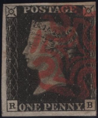 142926 1840 1D BLACK PL.8 (SG2)(RB) FINE USED.