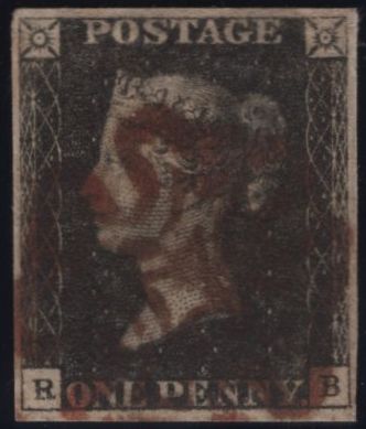 142927 1840 1D GREY-BLACK PL.7 (SG3)(RB) GOOD USED.