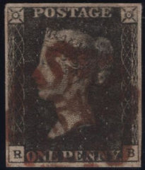 142927 1840 1D GREY-BLACK PL.7 (SG3)(RB) GOOD USED.