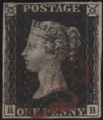 142928 1840 1d BLACK PL.6 (SG2)(RB) FINE TO VERY FINE USED.