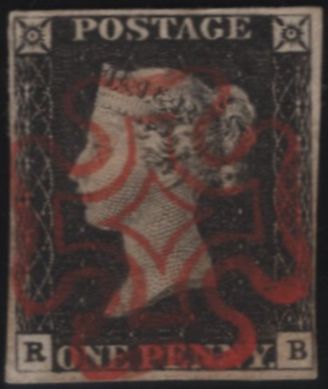 142931 1840 1D BLACK PL.3 (SG2)(RB) FINE USED.