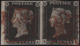 142932 1840 HORIZONTAL PAIR 1D BLACK PL.2 (SG2)(RA-RB) FINE USED.