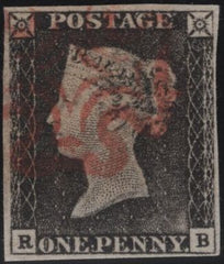 142934 1840 1D GREY-BLACK PL.1A (SG3)(RB) FINE USED.