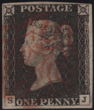 142940 1840 1D GREY-BLACK PL.3 (SG3)(SJ) FINE USED.