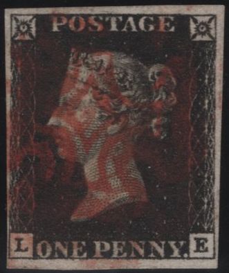 142941 1840 1D INTENSE BLACK PL.6 (SG1)(LE) FINE USED.
