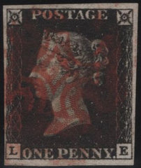 142941 1840 1D INTENSE BLACK PL.6 (SG1)(LE) FINE USED.