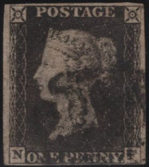 142945 1840 1d BLACK PL.1B (SG2)(NF CONSTANT VARIETY 'N RETOUCHED')(SPEC AS5e).