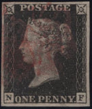 142950 1840-1841 MATCHED TRIO ID BLACK PL.8 (SG2) AND 1D RED (SG7) STATES 1 (AS51) AND STATE 2 (AS55) LETTERED NF.