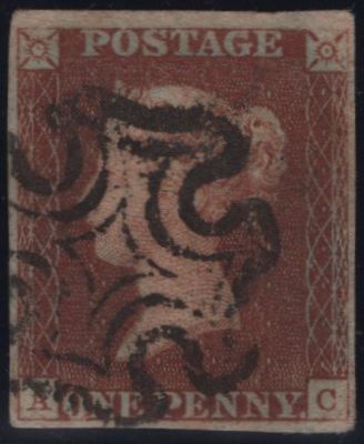 142951 1840-1841 MATCHED PAIR 1D BLACK PL.8 (SG2) AND 1D RED (SG7) LETTERED AC.