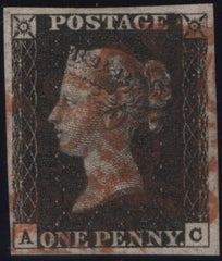142953 1840 1D BLACK PL.6 (SG2)(AC) FINE USED.