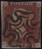 142955 1840-1841 MATCHED TRIO 1D BLACK PL.8 STATE 1 (SG2) (SPEC AS49) AND 1D REDS (SG7) X2 STATES 1 (SPEC AS 51) AND STATE 2 (SPEC AS55) LETTERED NE.