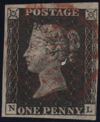 142957 1840 1D GREY-BLACK PL.5 (SG3)(NL) GOOD TO FINE USED.