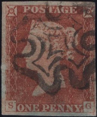 142960 1840-41 MATCHED PAIR 1D GREY-BLACK PL.2 (SG3) AND 1D RED (SG7) LETTERED SG BOTH SHOWING 'UPPER SHIFT' (SPEC AS15b/AS17c).