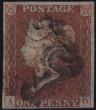 142964 1840-1841 MATCHED PAIR 1D BLACK PL.2 (SG2) AND 1D RED (SG7) LETTERED AD, BOTH 'FINE RE-ENTRY' (SPEC AS14a/AS17a).