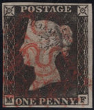 142967 1840-1841 MATCHED TRIO 1D GREY- BLACK PL.1A (SG3) 1D BLACK PL.1B (SG2) AND 1D RED PL.1B (SG7) LETTERED MF ALL SHOWING CONSTANT VARIETY 'M DOUBLE'
