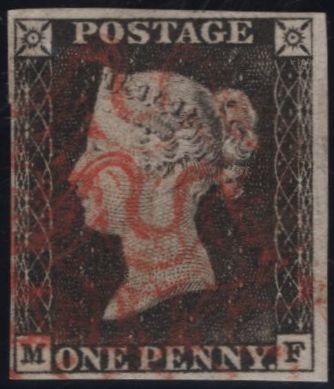 142967 1840-1841 MATCHED TRIO 1D GREY- BLACK PL.1A (SG3) 1D BLACK PL.1B (SG2) AND 1D RED PL.1B (SG7) LETTERED MF ALL SHOWING CONSTANT VARIETY 'M DOUBLE'