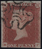 142967 1840-1841 MATCHED TRIO 1D GREY- BLACK PL.1A (SG3) 1D BLACK PL.1B (SG2) AND 1D RED PL.1B (SG7) LETTERED MF ALL SHOWING CONSTANT VARIETY 'M DOUBLE'