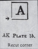 142972 1840-1841 MATCHED TRIO 1D BLACKS PL.1A (SG2) PL.1B (SG2) AND 1D RED PL.1C (SG7/SPEC AS8) LETTERED AK, PLATE 1B CONSTANT VARIETY 'RE-CUT LETTER SQUARE' (SPEC AS5i).