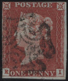 142974 1843 1D PL.33 (SG8)(RI) CONSTANT VARIETY 'P CONVERTED TO R' (SPEC BS22c) USED.