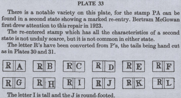 142974 1843 1D PL.33 (SG8)(RI) CONSTANT VARIETY 'P CONVERTED TO R' (SPEC BS22c) USED.