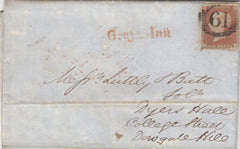 142977 1848 MAIL USED IN LONDON 1D PL.85 (SG8) 'Grays Inn' HANDSTAMP 'L514/GRAY9a'.