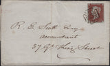 142980 1844 MAIL USED LOCALLY IN EDINBURGH 1D PL.36 (SG8) EDINBURGH MALTESE CROSS (SPEC B1tk).