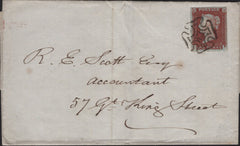 142980 1844 MAIL USED LOCALLY IN EDINBURGH 1D PL.36 (SG8) EDINBURGH MALTESE CROSS (SPEC B1tk).
