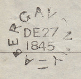 142986 1845 MAIL ABERGAVENNY, MONMOUTH TO BRISTOL 1D (SG8) VERY FINE 'TOO LATE' HANDSTAMP OF ABERGAVENNY (W63).